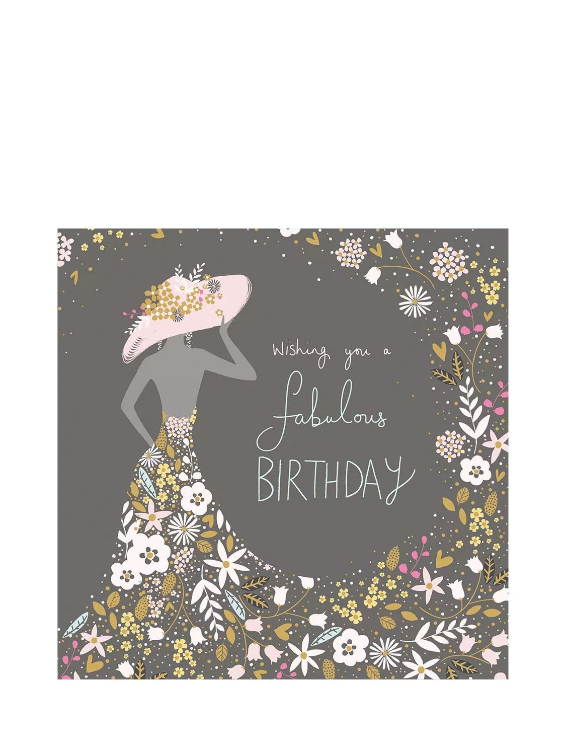 Woodmansterne silhouette lady with hat birthday card, UK version