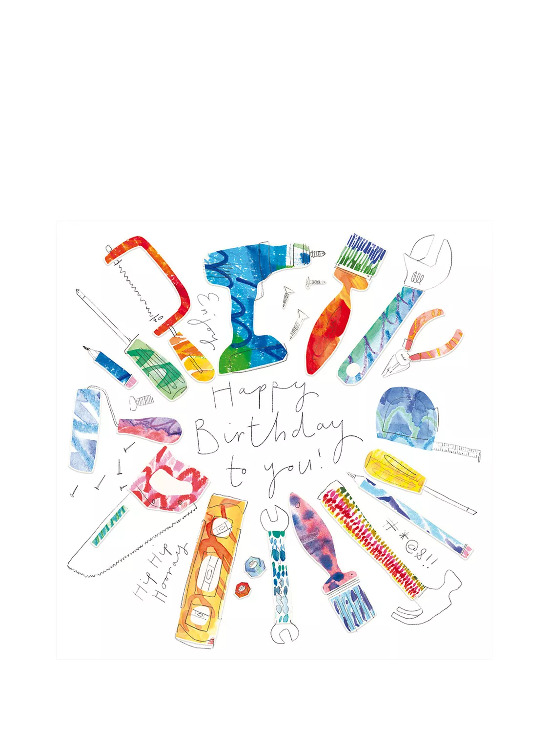 Woodmansterne tools in a circle birthday card, imported from the UK