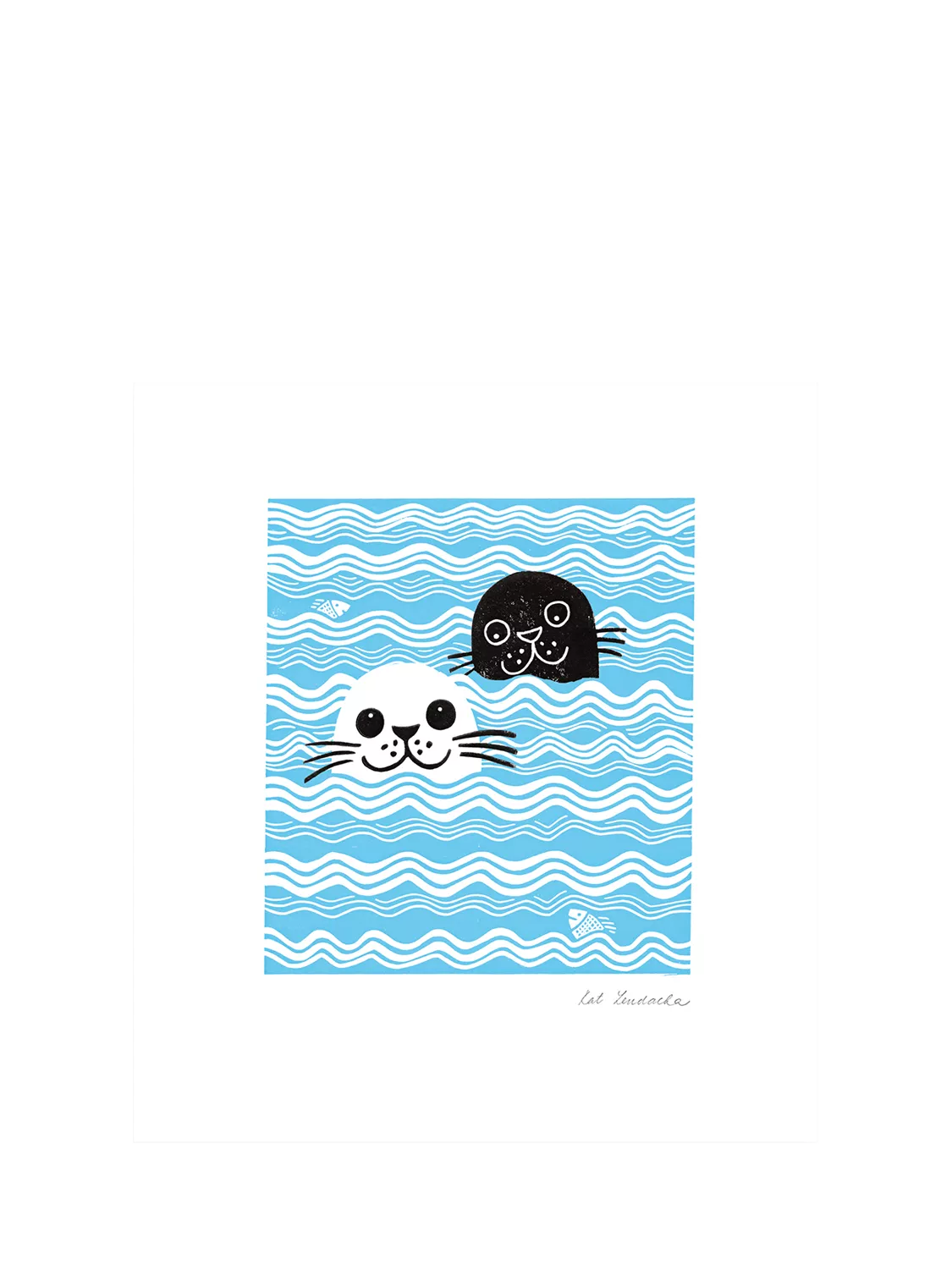 Woodmansterne two seals blank greeting card - British product