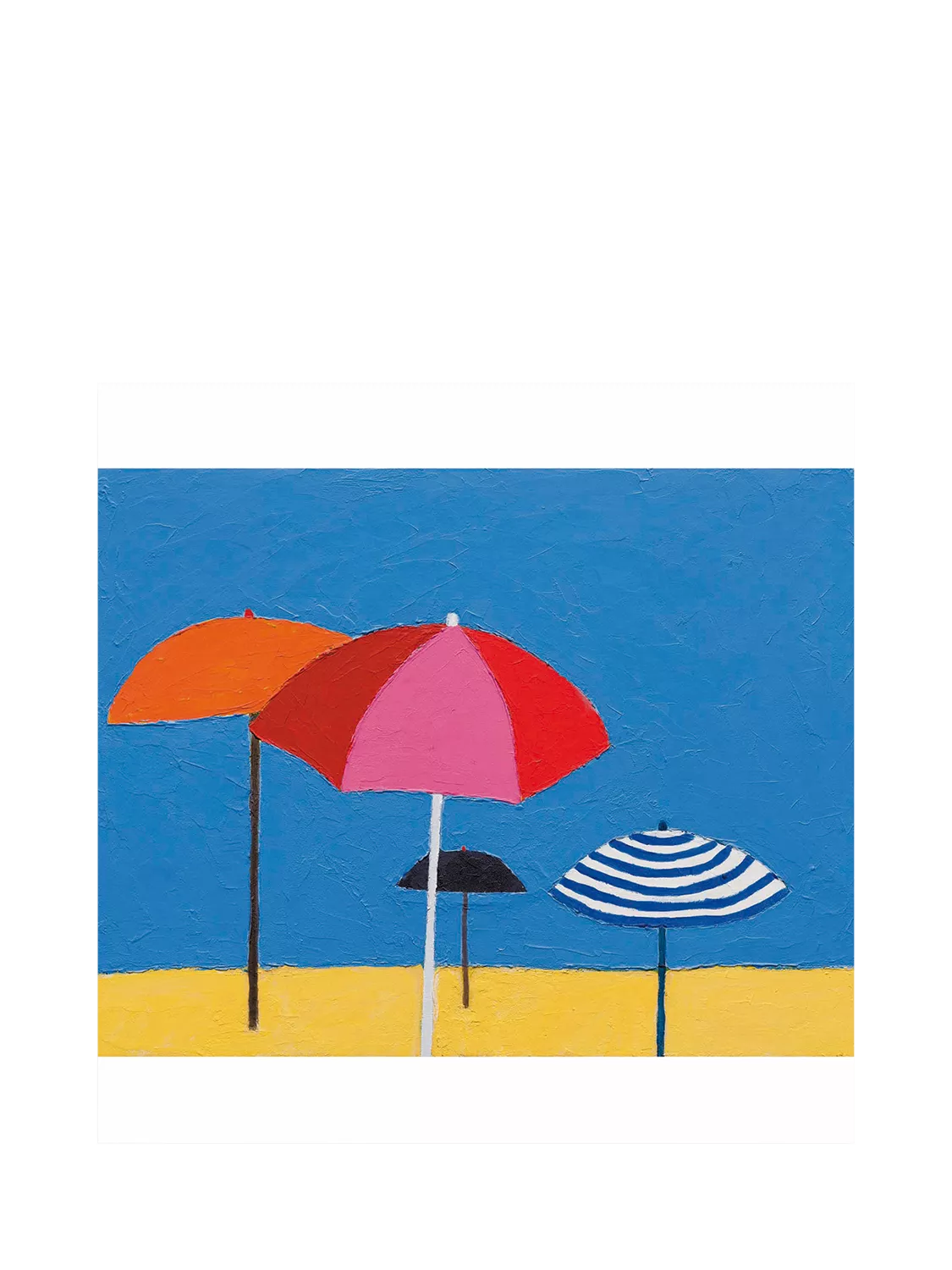 Leaf beach parasols greeting card, imported from the UK