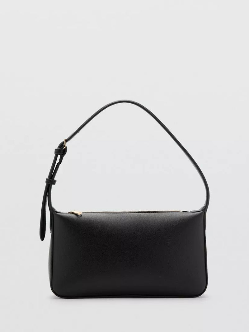 Mango Denia zipped shoulder bag black, UK version