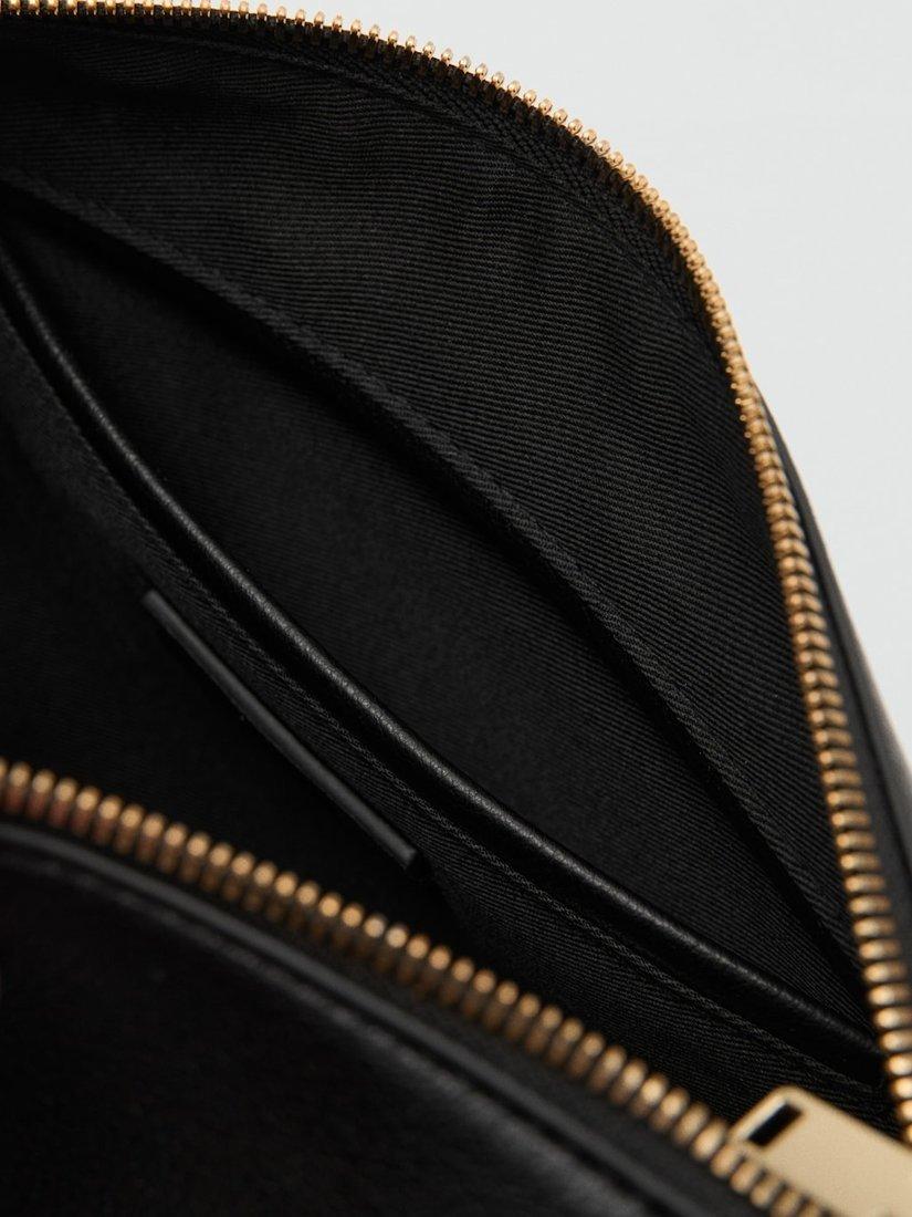 Mango Denia zipped shoulder bag black, UK version