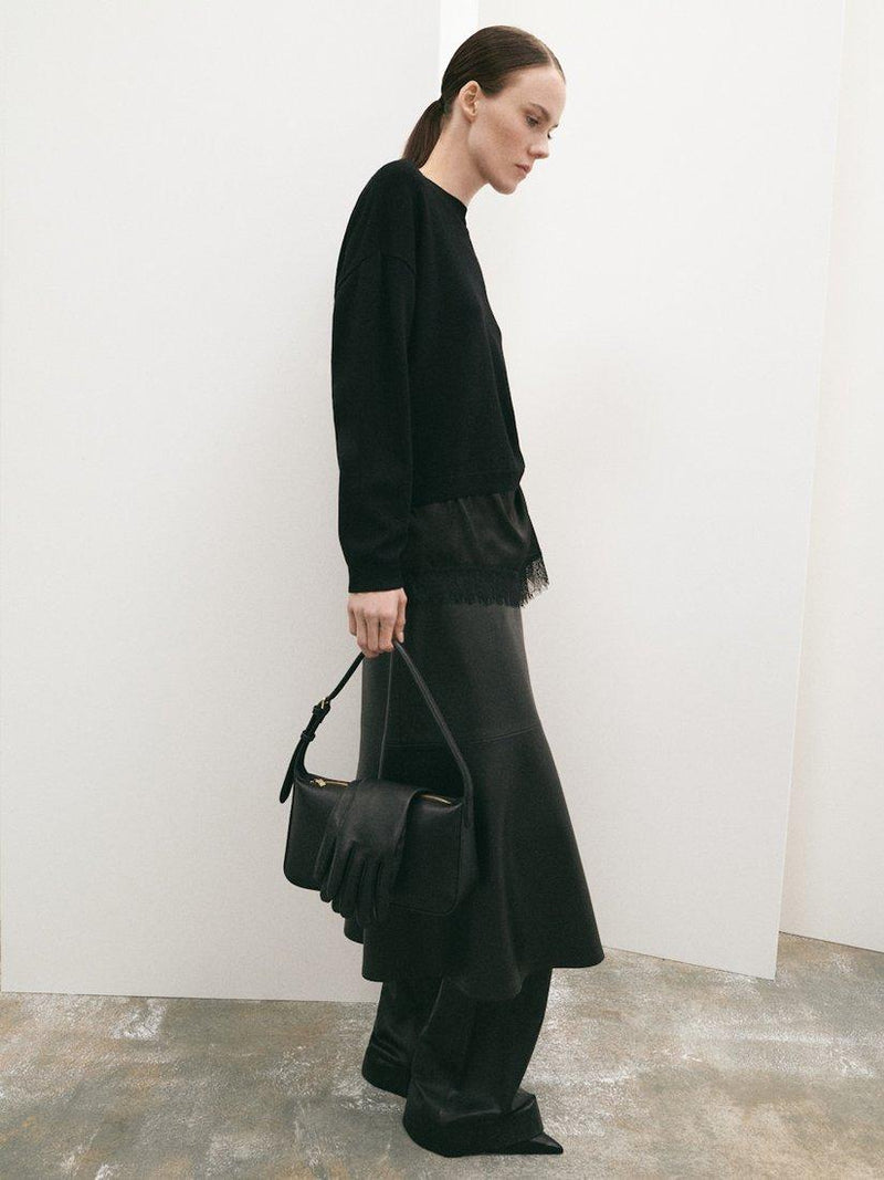 Mango Denia zipped shoulder bag black, UK version