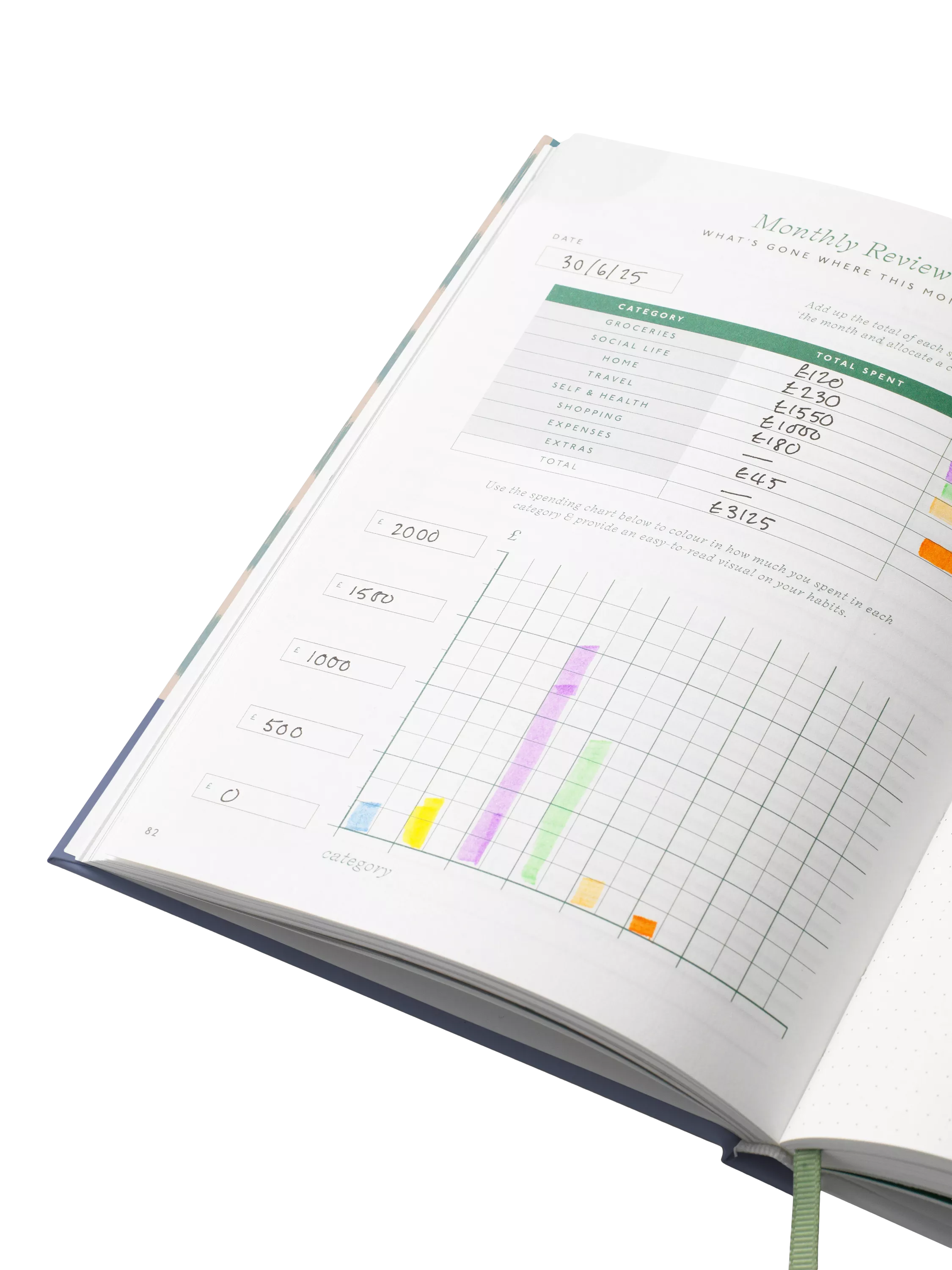 Papier Starry Ikat finance planner Blue A5 - British product