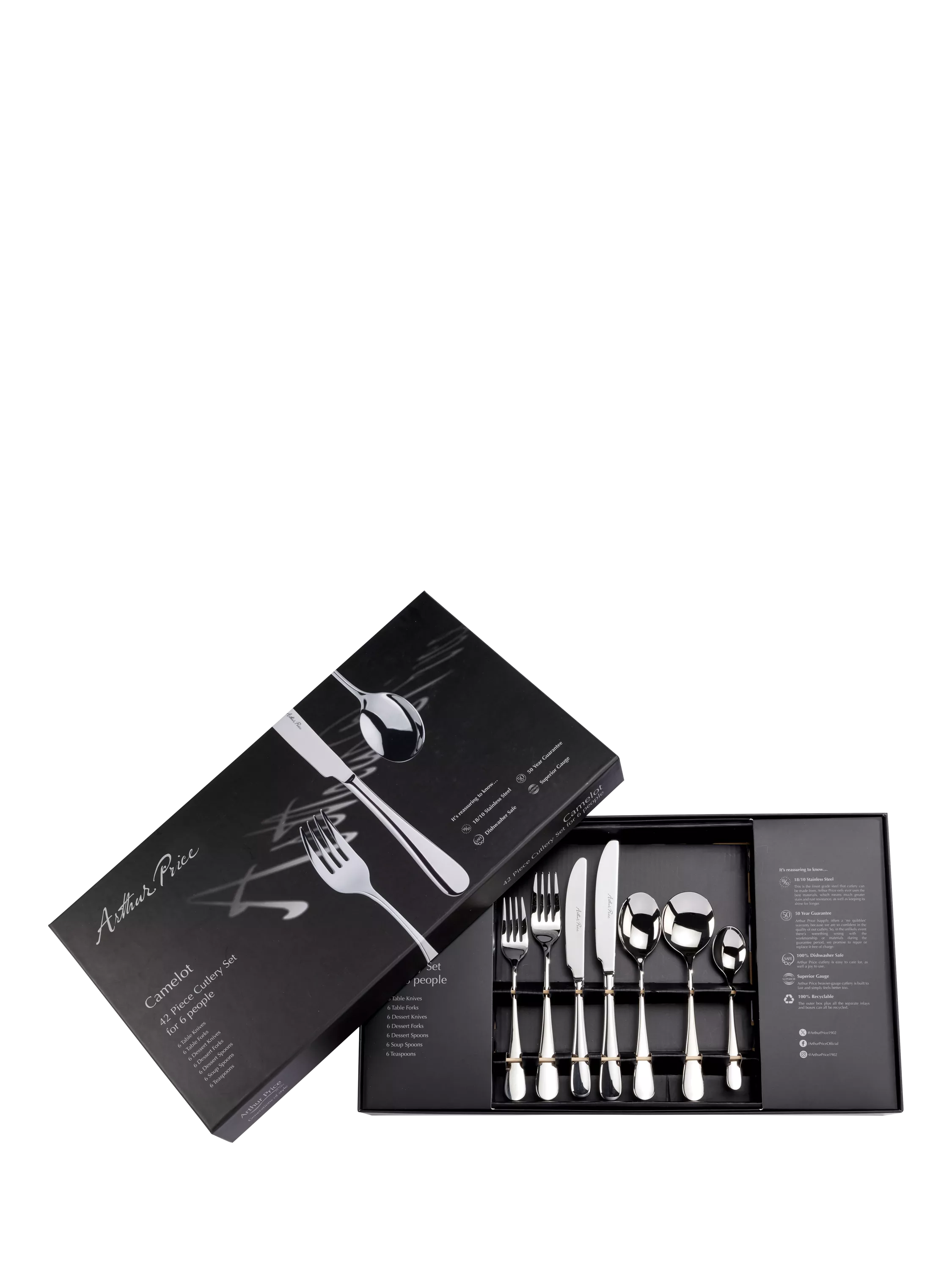 Arthur Price Camelot cutlery set 42 piece 6 place settings - British product