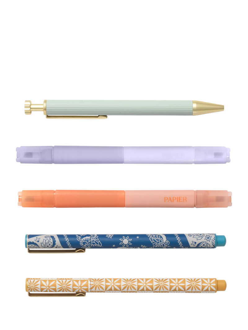Papier Solstice Pen Gift Set with multi coloured inks, UK version