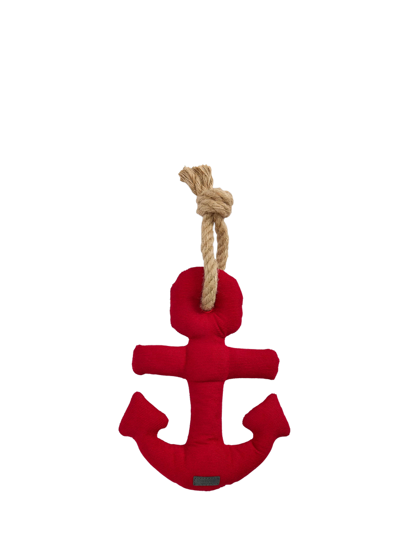 Barbour anchor squeaky dog toy red polyester, UK version