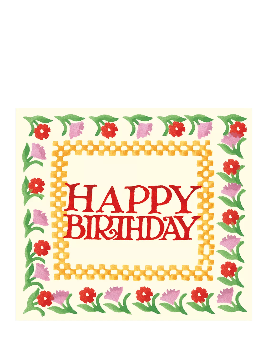 Emma Bridgewater Flowers and Checkerboard Birthday Card with envelope - British product