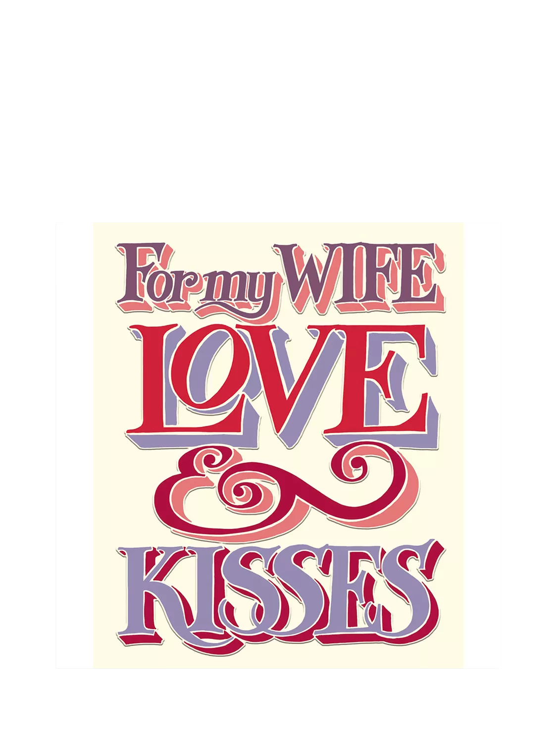 Emma Bridgewater Love & Kisses Wife anniversary card, UK version