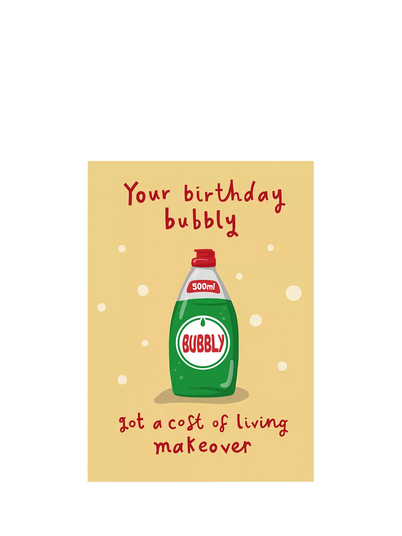 Running With Scissors washing up liquid bottle birthday card, UK version