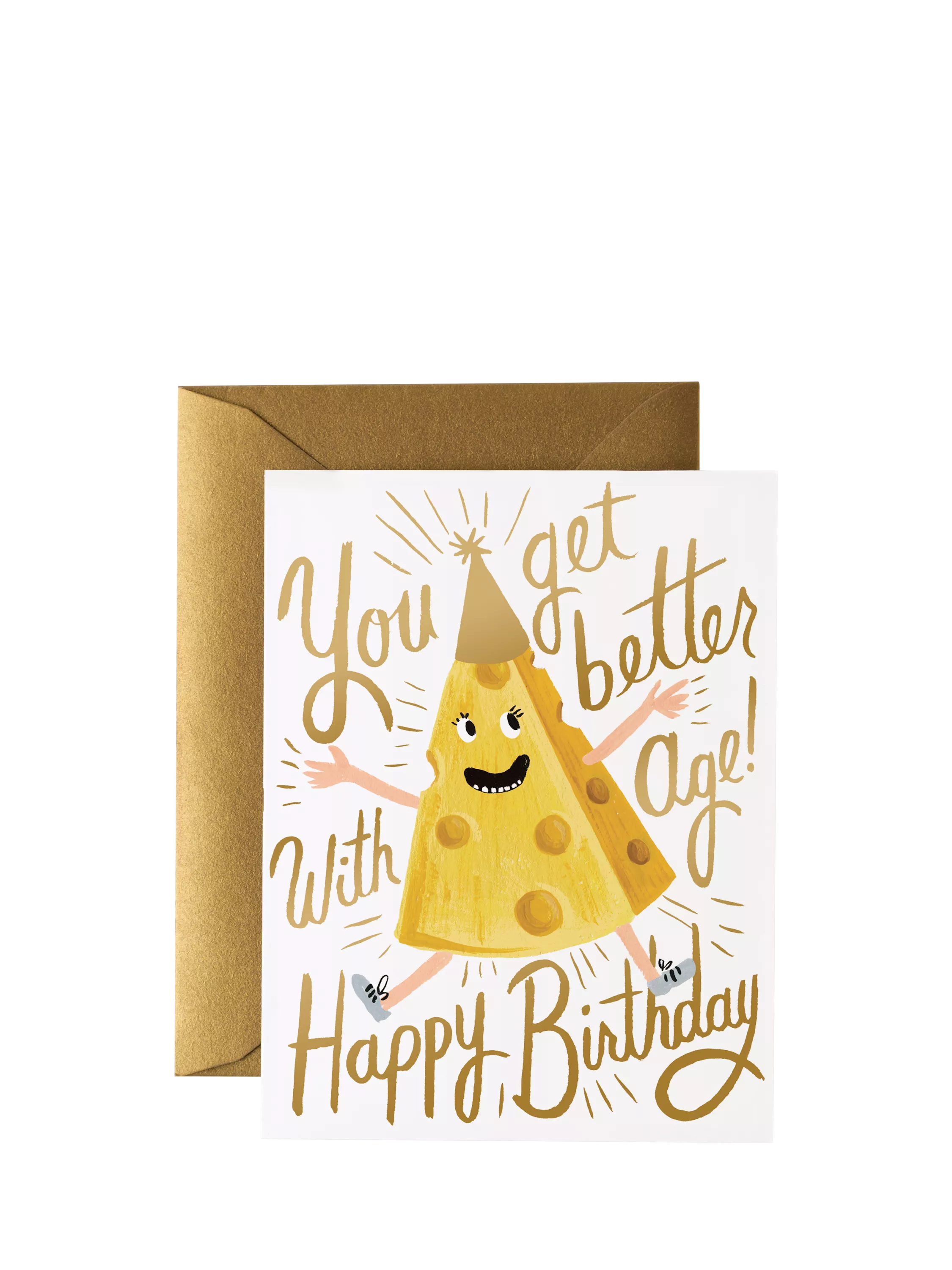 Rifle Paper Co. birthday card blank inside gold envelope, imported from the UK