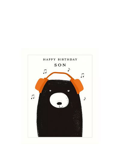 John Lewis Art File Bear Headphones Son Birthday Card- Buy online at McGrocer