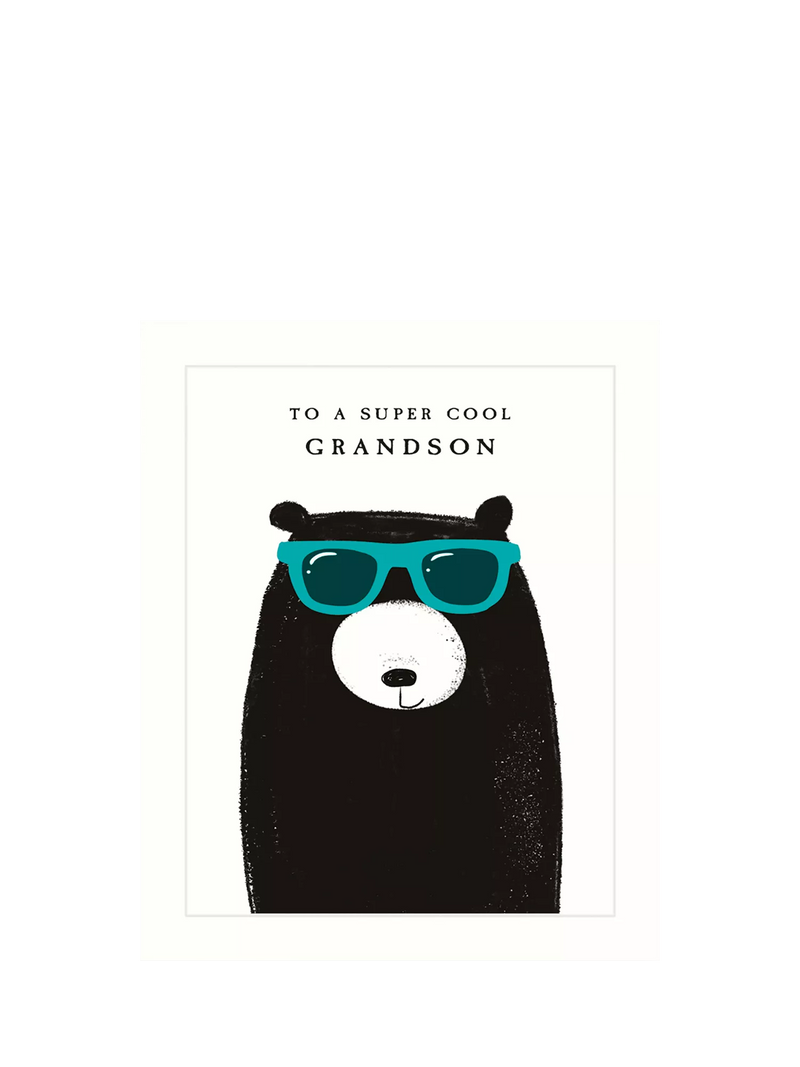 Art File bear sunglasses birthday card, UK version