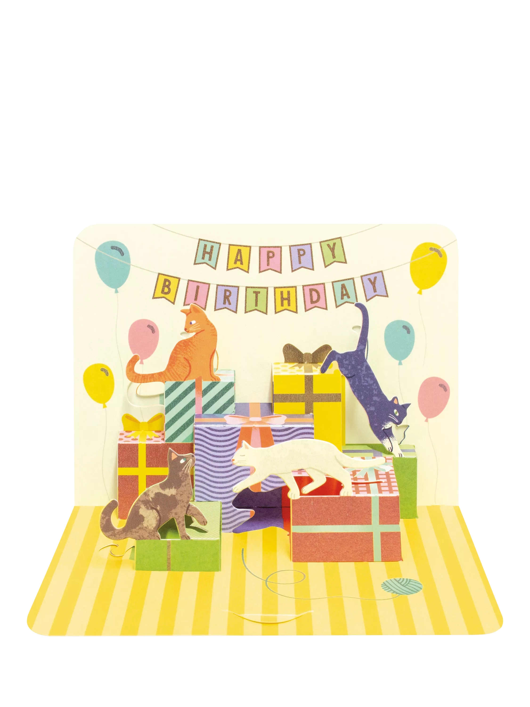 Art File pop up card with cats and presents - British product