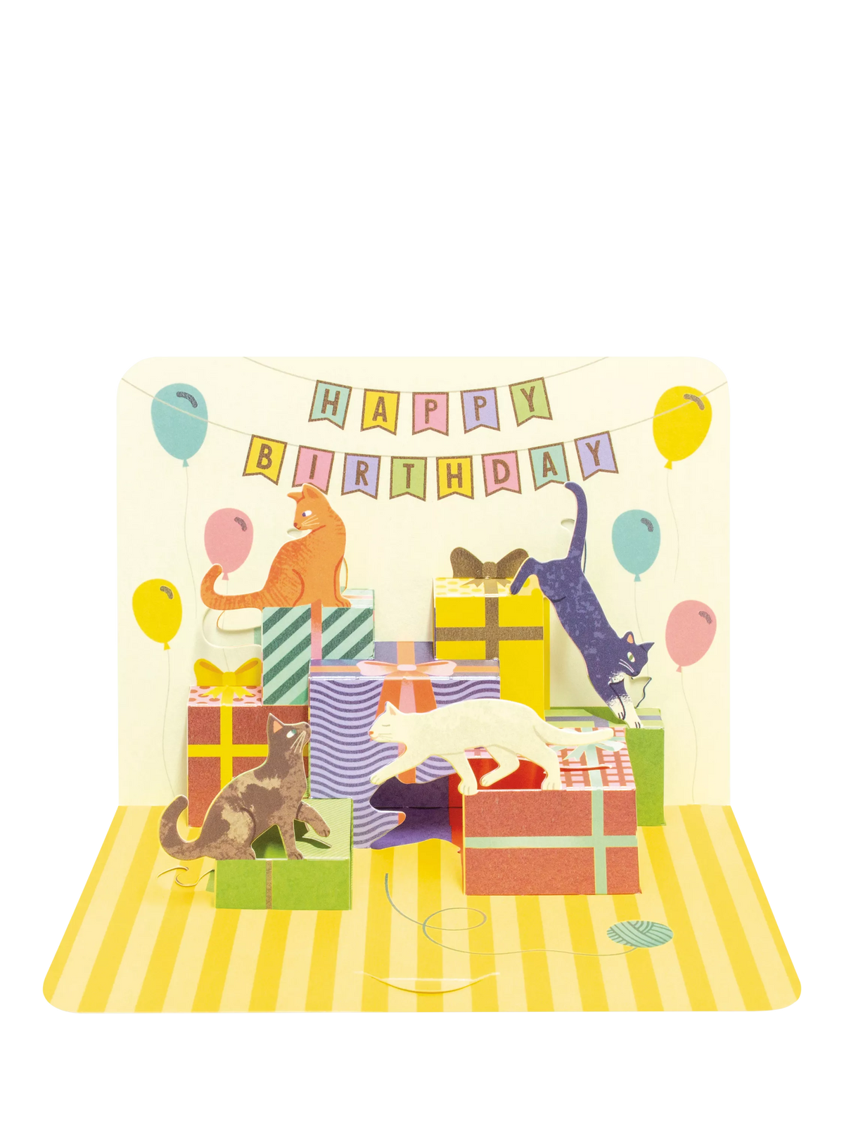 Art File pop up card with cats and presents - British product