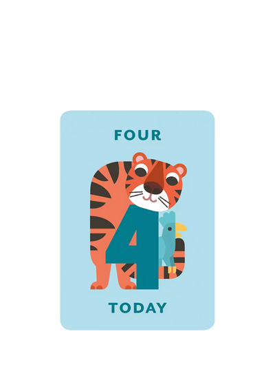 John Lewis Art File Tiger & Bird 4th Birthday Greetings Card- Buy online at McGrocer