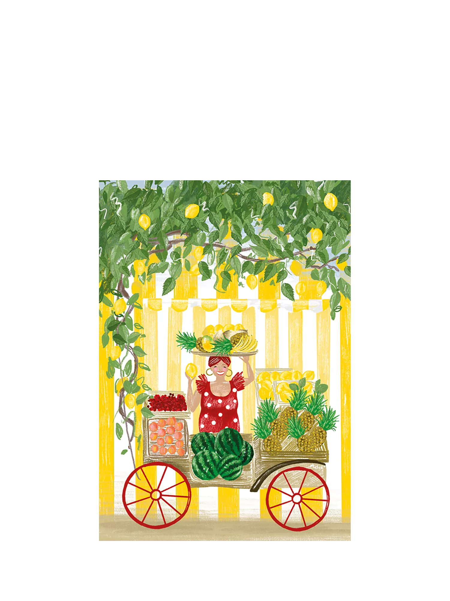 Art File stripe fruit blank greeting card (British brand)