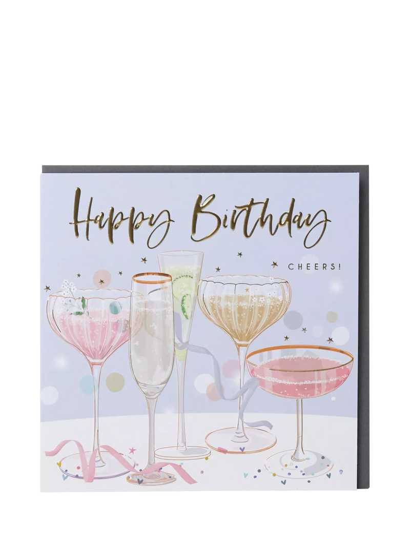 Belly Button Designs drinking glasses birthday card 165mm, imported from the UK