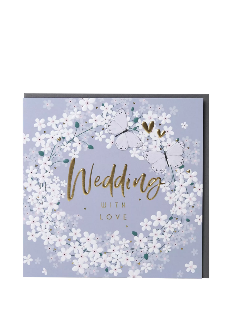 Belly Button Designs butterfly wreath wedding card, imported from the UK