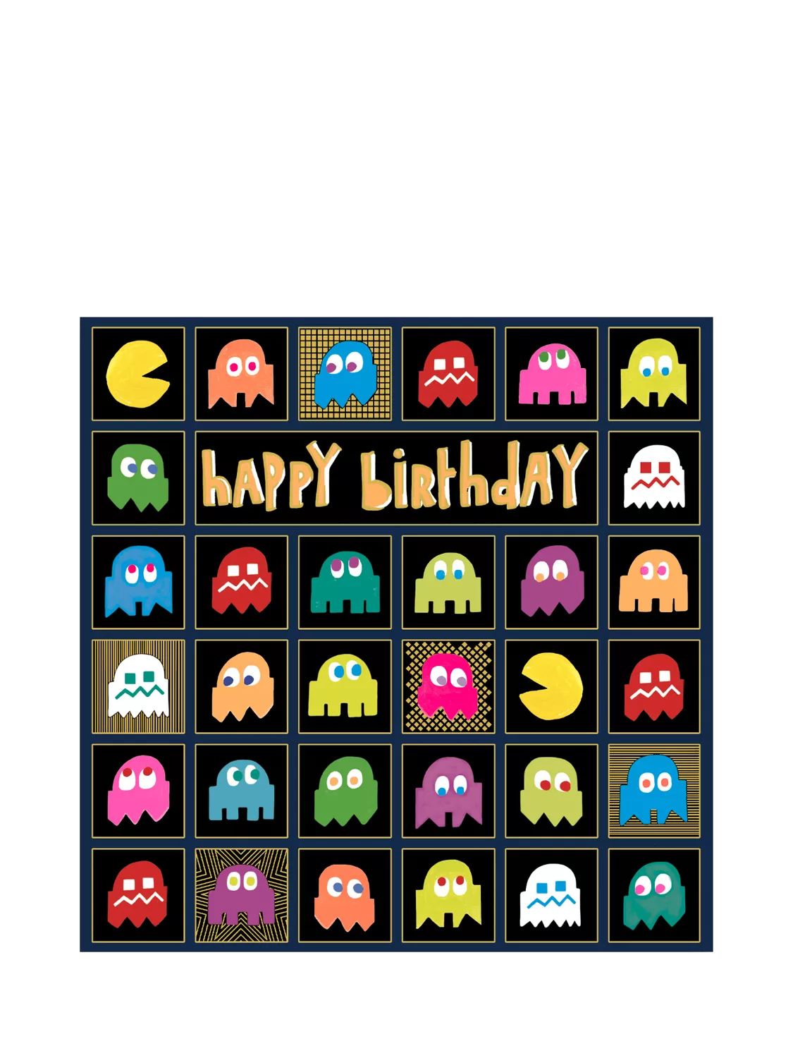 Paper Salad Game Icons birthday card with orange envelope, UK version