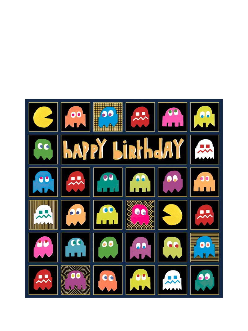 Paper Salad Game Icons birthday card with orange envelope, UK version