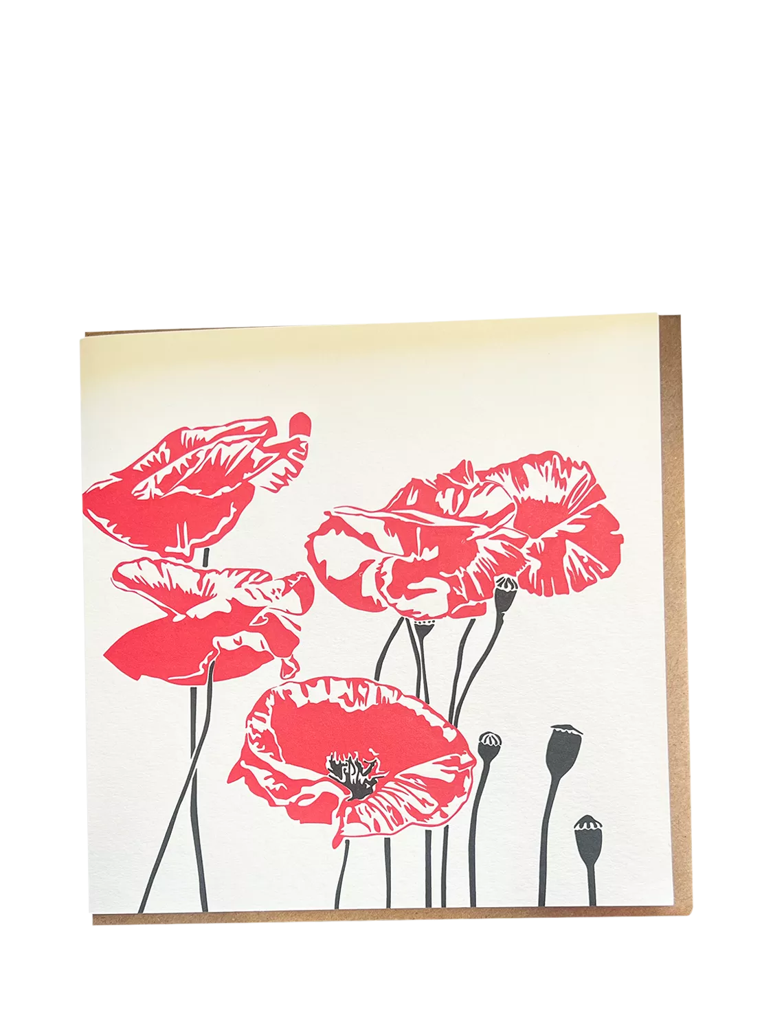 Penguin Ink poppy blank greeting card - British product