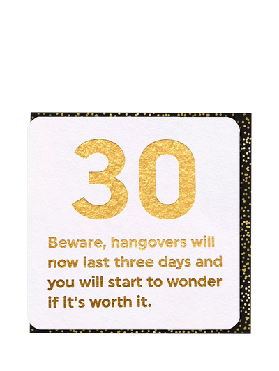John Lewis Brainbox Candy Hangovers 30th Birthday Card- Buy online at McGrocer