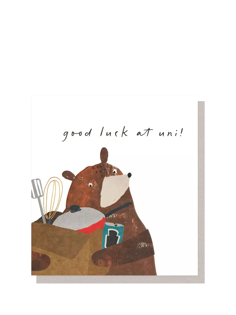 Caroline Gardner bear with beans greeting card, imported from the UK