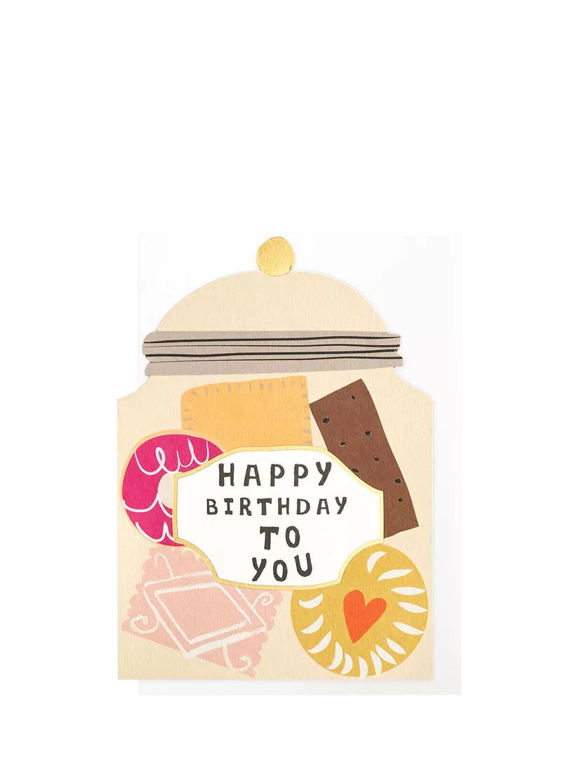 Caroline Gardner biscuit jar birthday card, imported from the UK