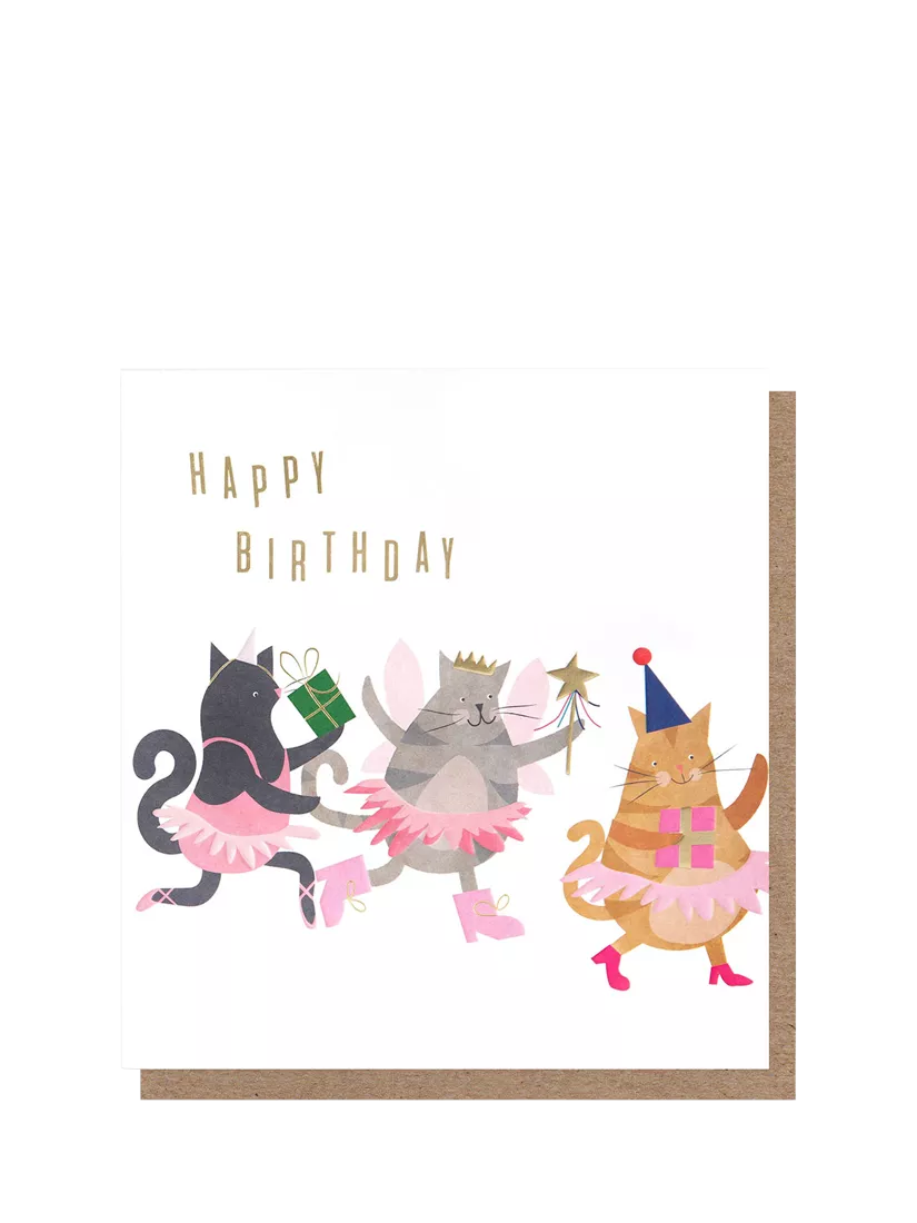 Caroline Gardner fairy ballerina cats birthday card, imported from the UK