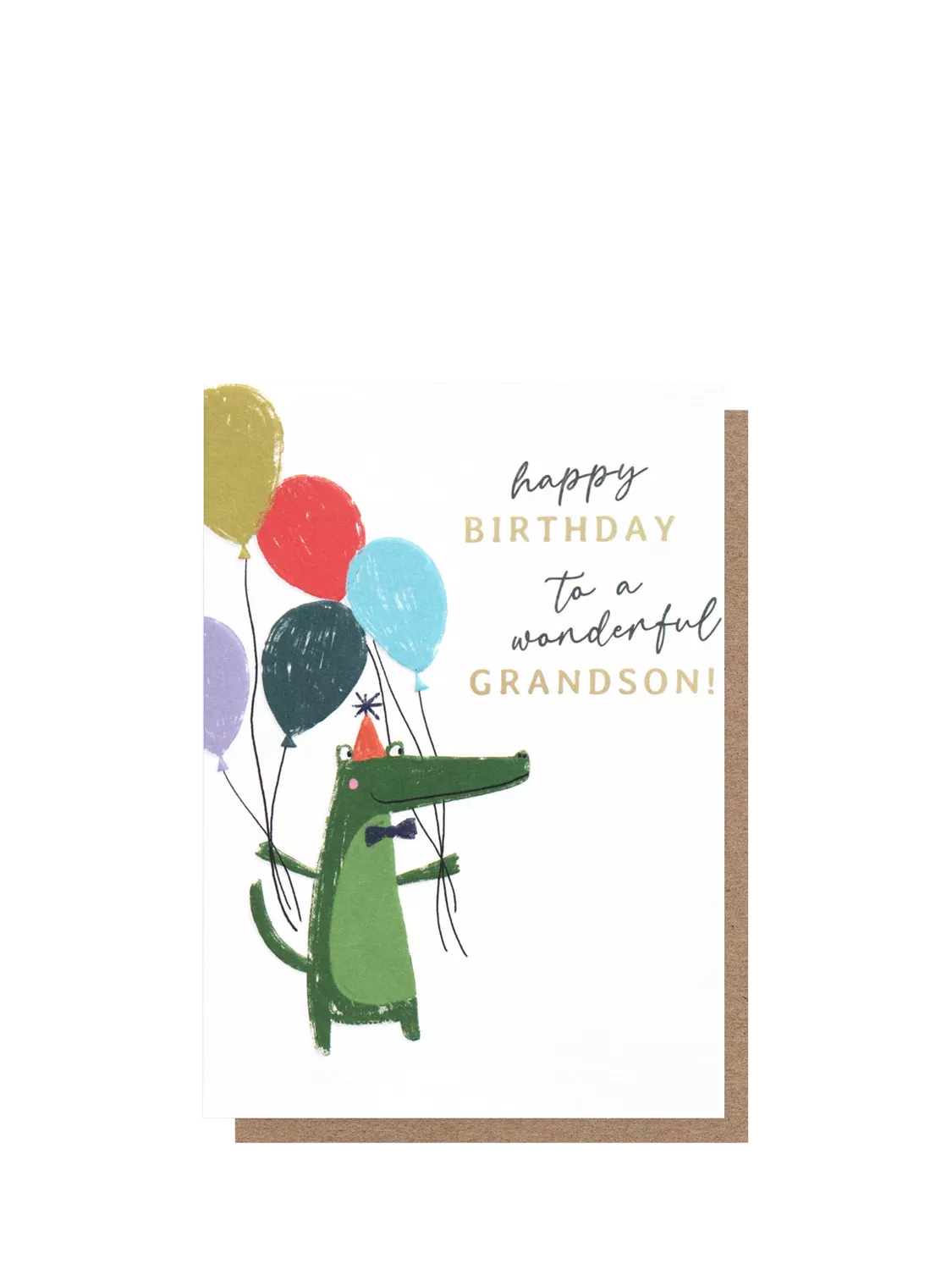 Caroline Gardner crocodile grandson birthday card, UK version