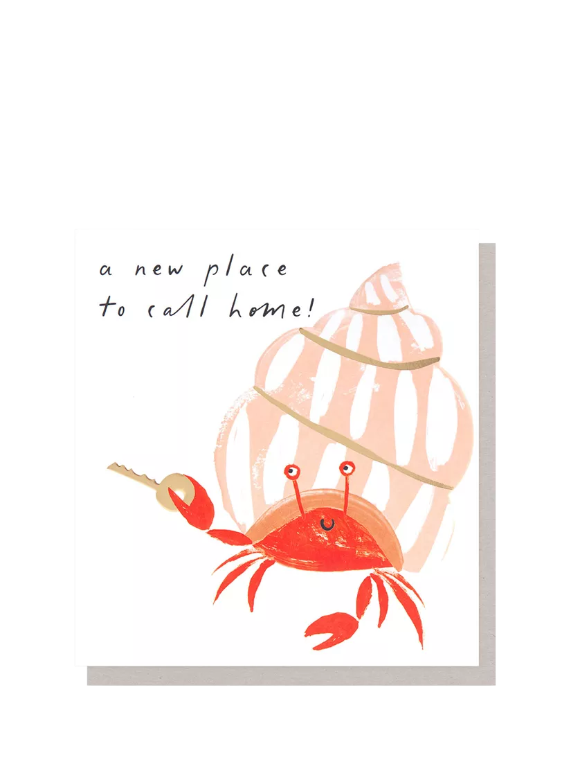 Caroline Gardner new home card with crab and key design (British brand)