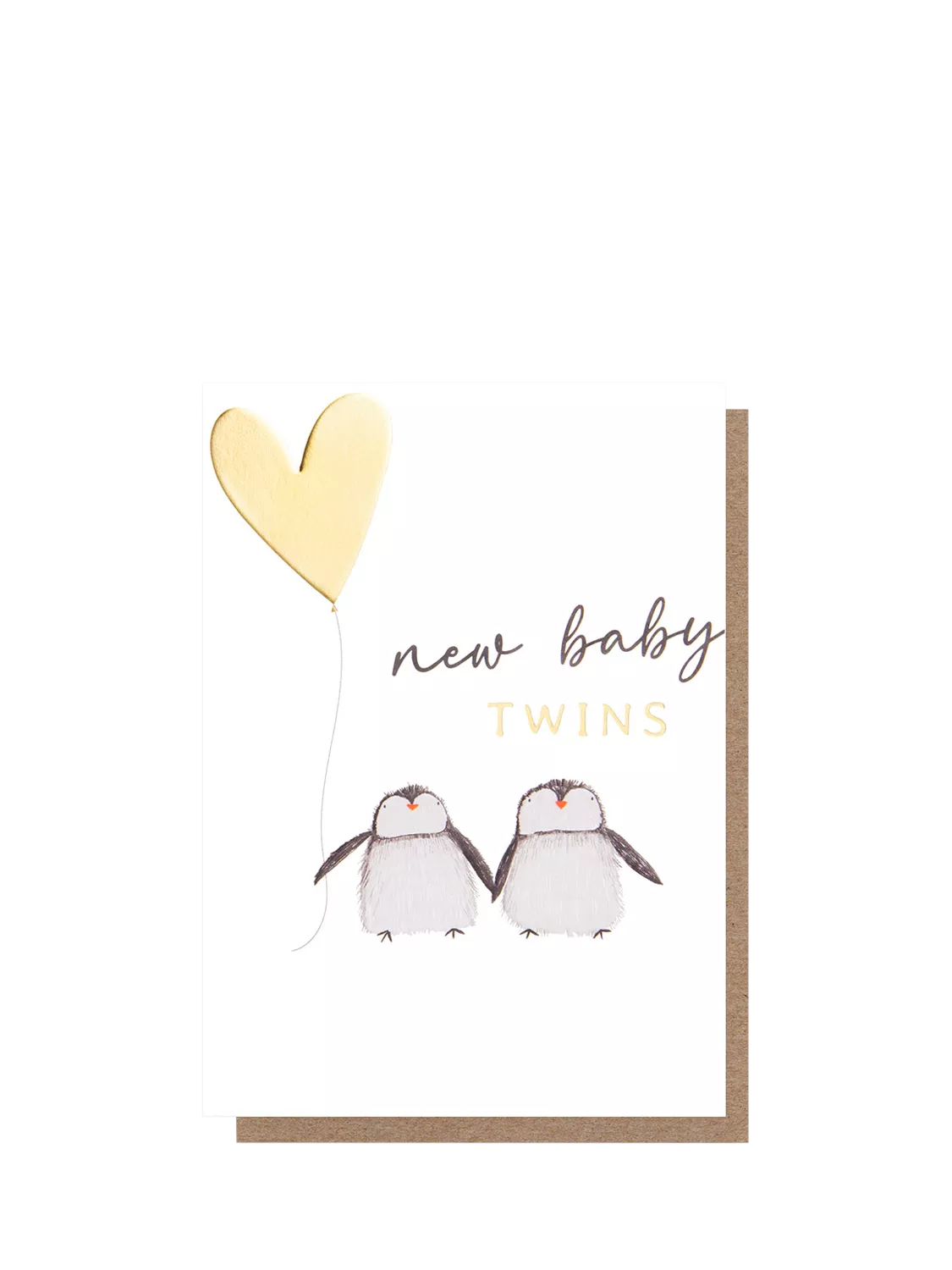 Caroline Gardner new baby card with twin penguins - British brand