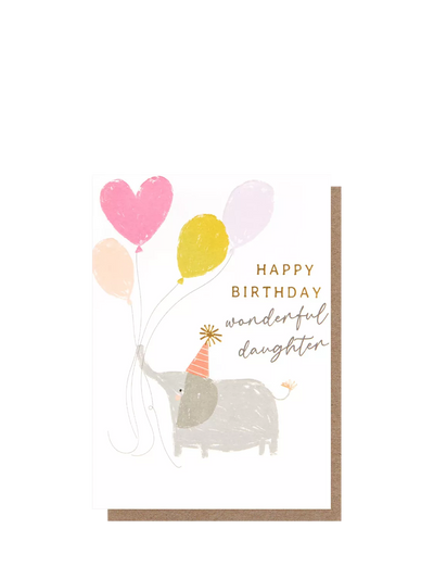 John Lewis Caroline Gardner Elephant Wonderful Daughter Birthday Card- Buy online at McGrocer