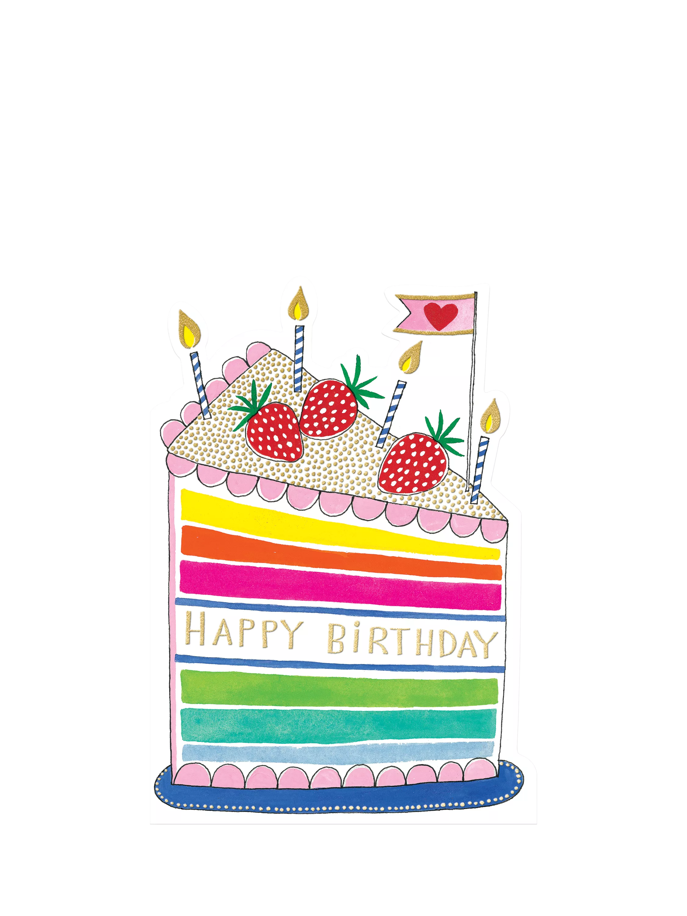 Rachel Ellen rainbow cake birthday card with pink envelope - British product