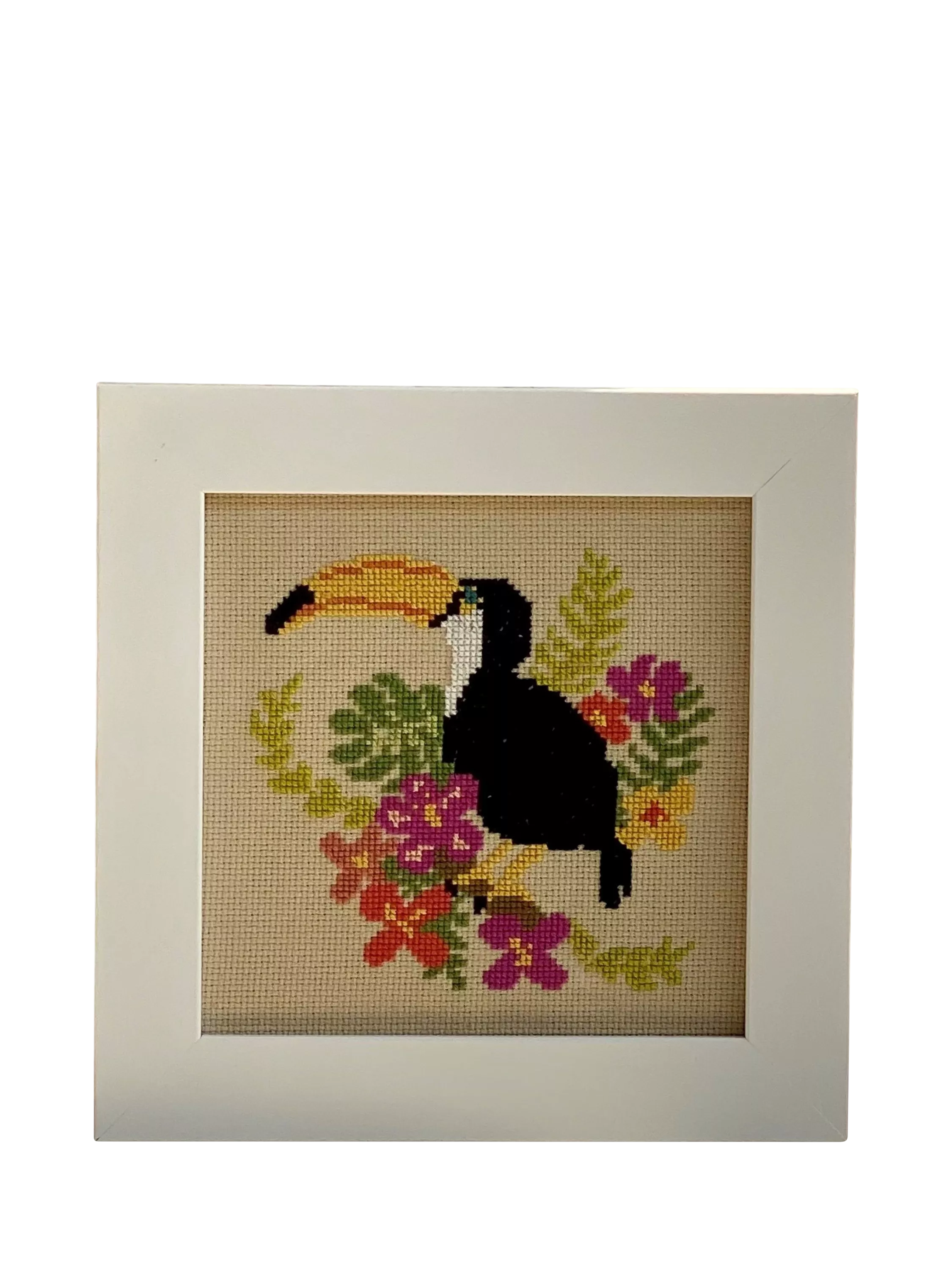Historical Sampler Company tropical toucan cross stitch kit, imported from the UK
