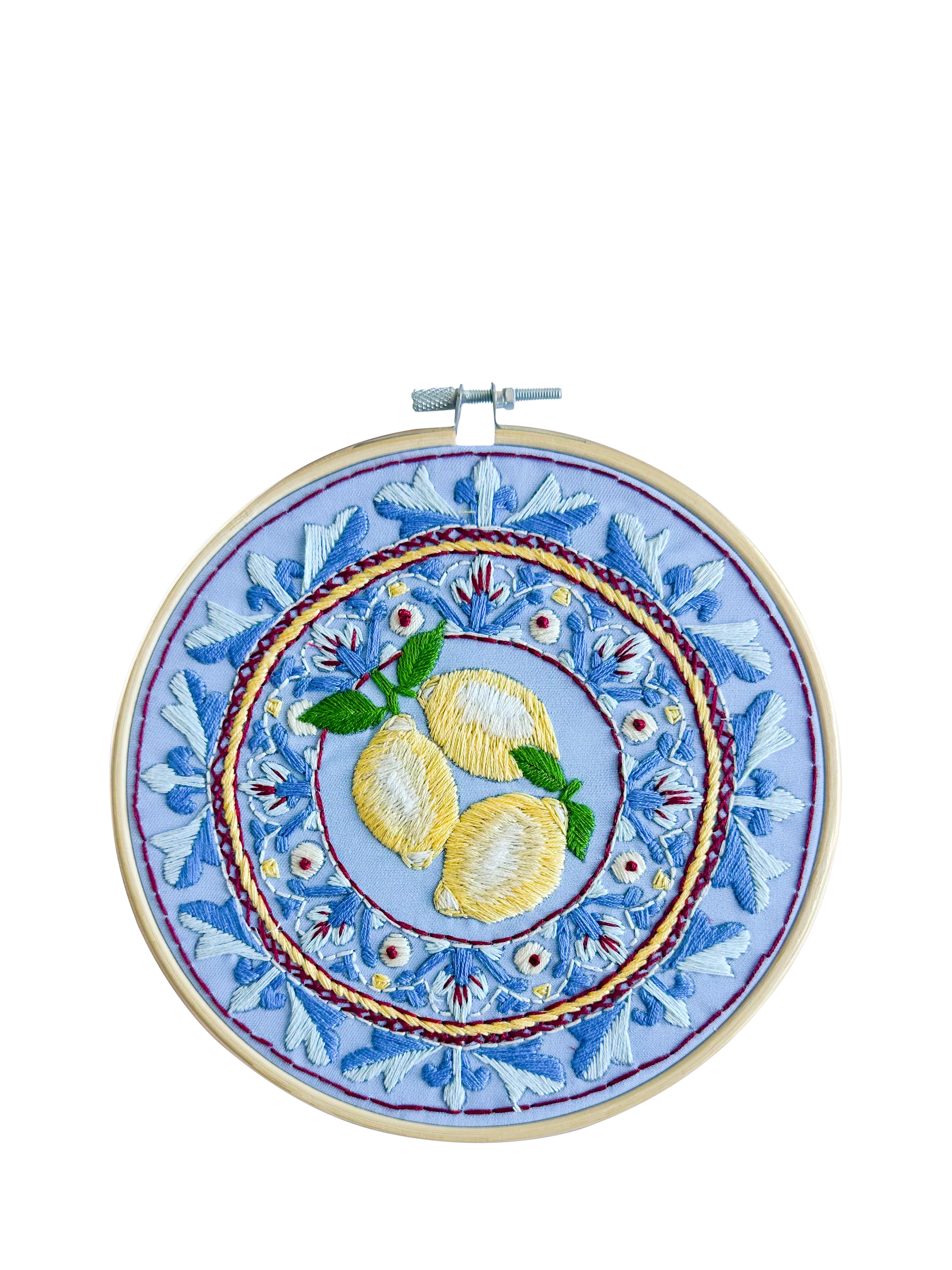 MakeBox & Co Amalfi Lemons plate embroidery kit 18cm (British brand)