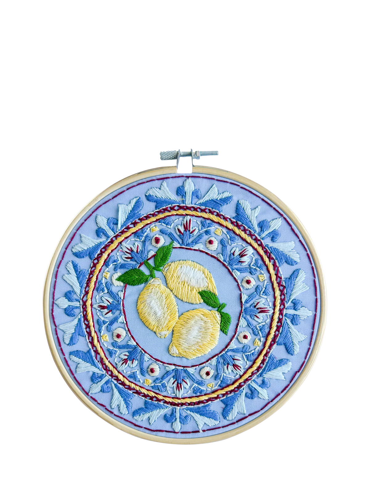 MakeBox & Co Amalfi Lemons plate embroidery kit 18cm (British brand)