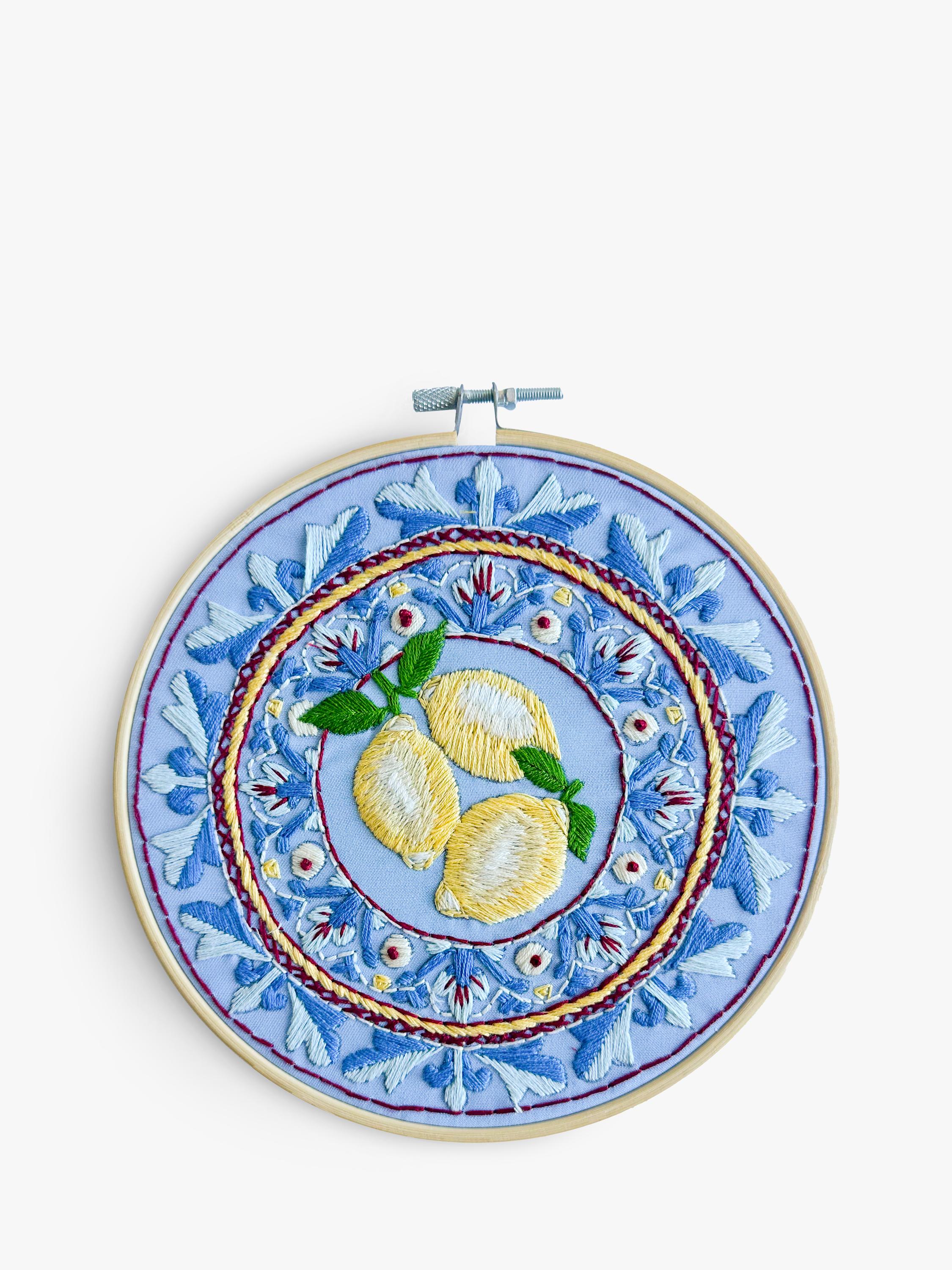 MakeBox & Co Amalfi Lemons plate embroidery kit 18cm (British brand)