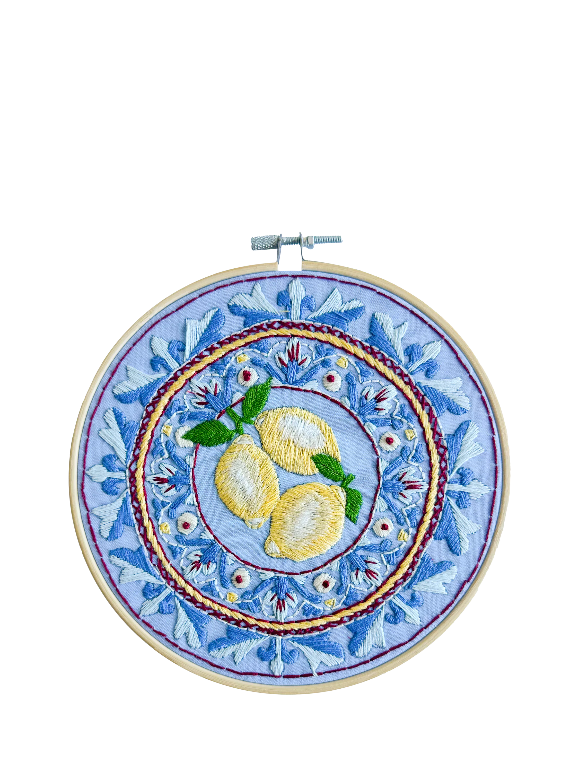MakeBox & Co Amalfi Lemons plate embroidery kit 18cm (British brand)