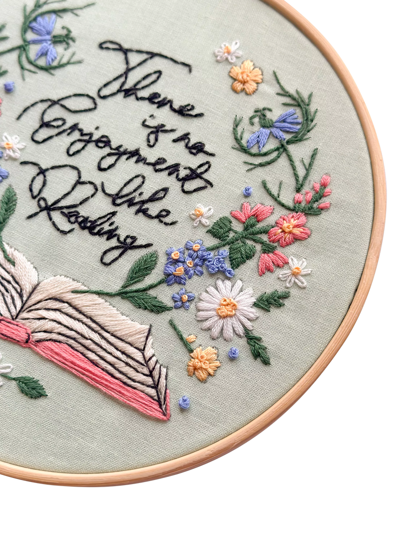 MakeBox & Co Enjoyment of Reading embroidery kit, UK version