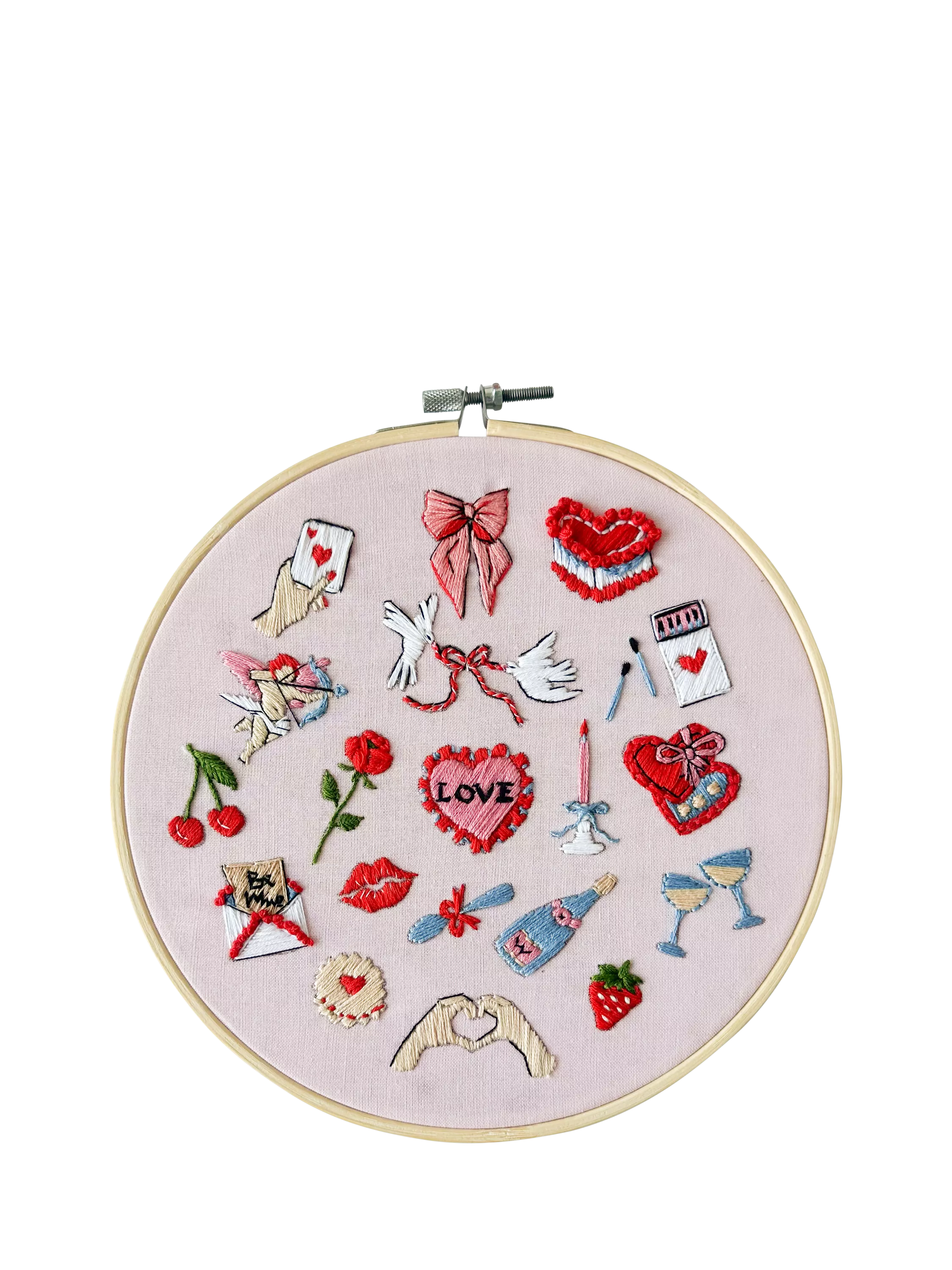 MakeBox & Co Love Tokens embroidery kit 8-inch, imported from the UK