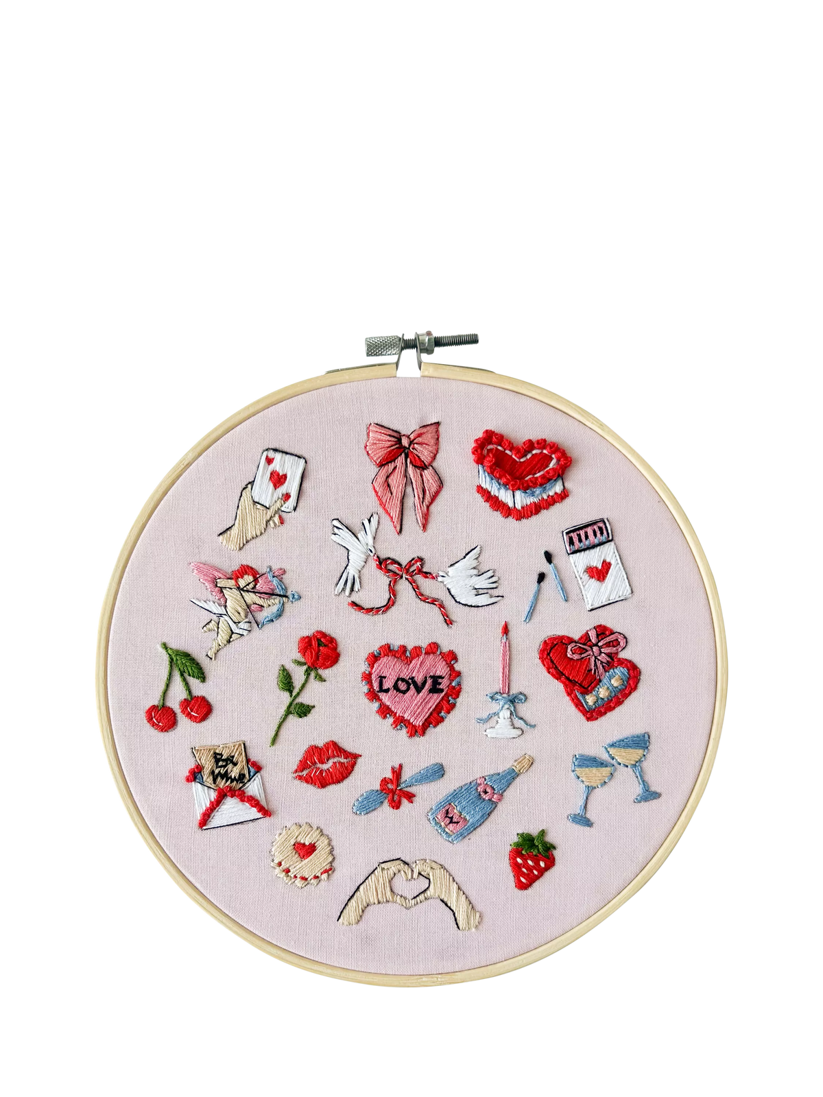MakeBox & Co Love Tokens embroidery kit 8-inch, imported from the UK