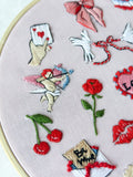 MakeBox & Co Love Tokens embroidery kit 8-inch, imported from the UK