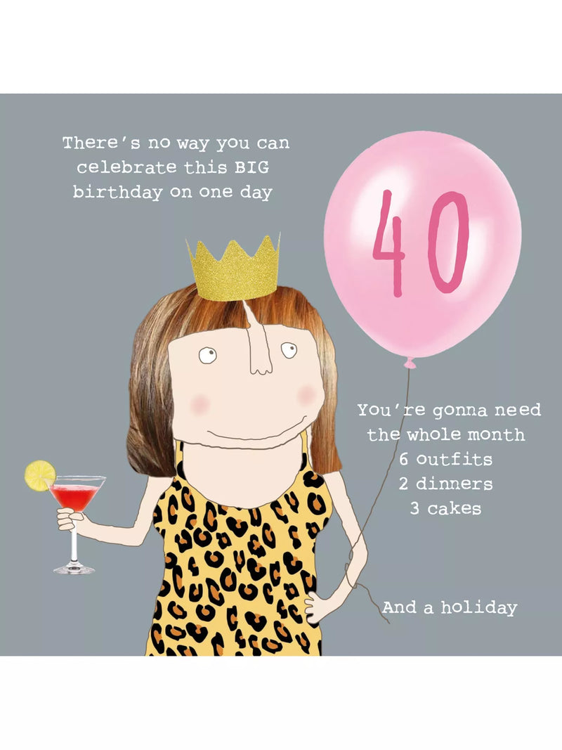 Rosie Made A Thing 40th birthday card blank inside - British product