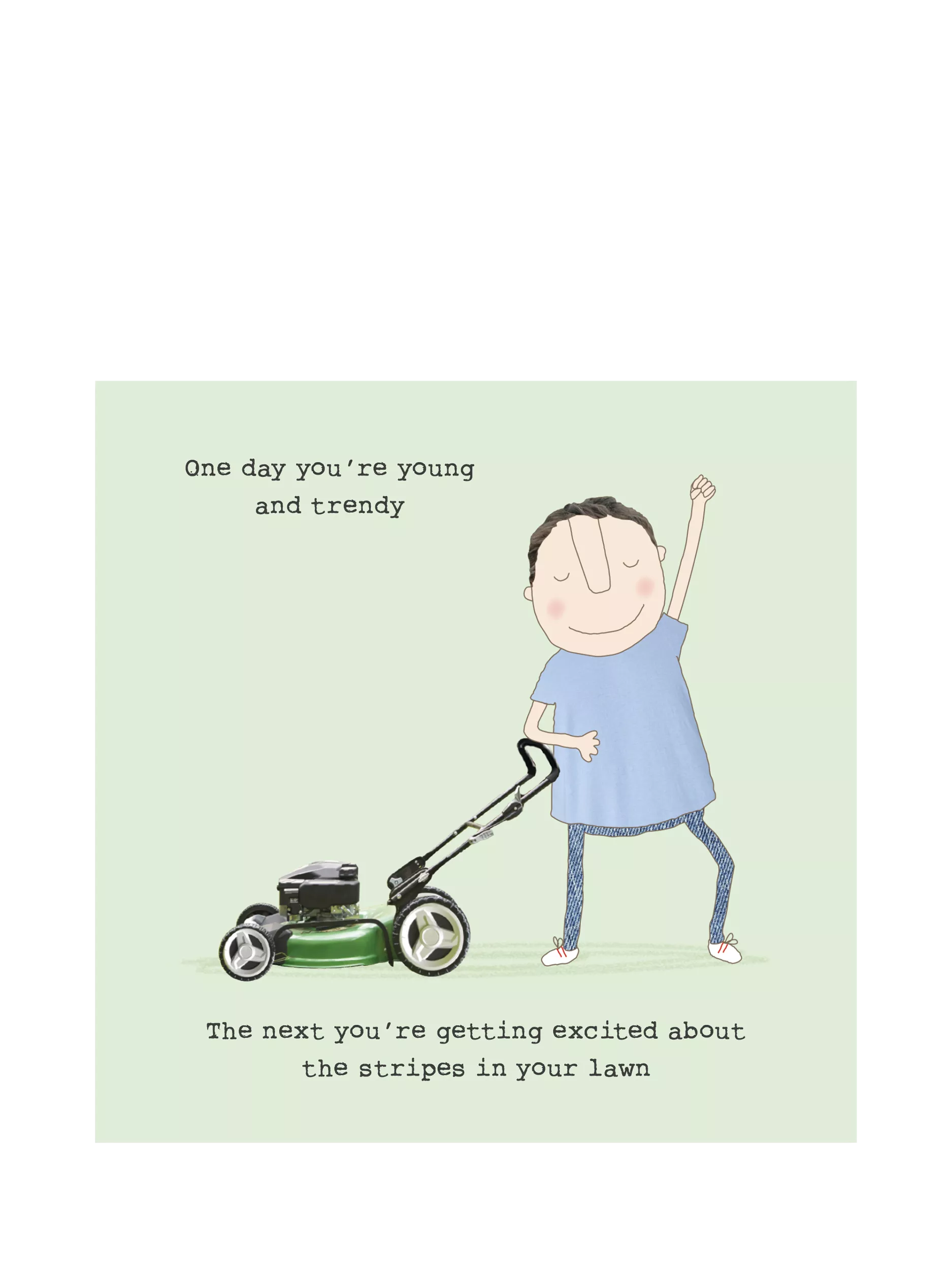 Rosie Made A Thing Lawn Stripes blank greeting card, imported from the UK