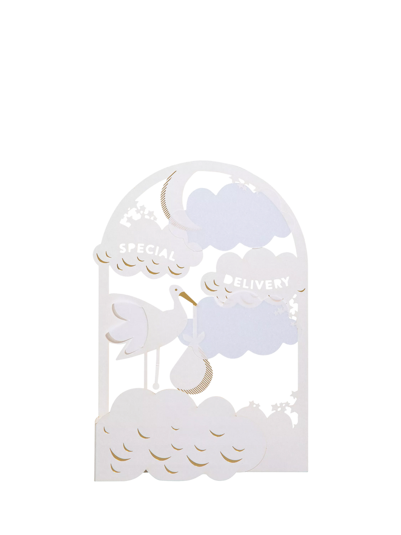 Hallmark 3D pop-up new baby card with stork design (British brand)
