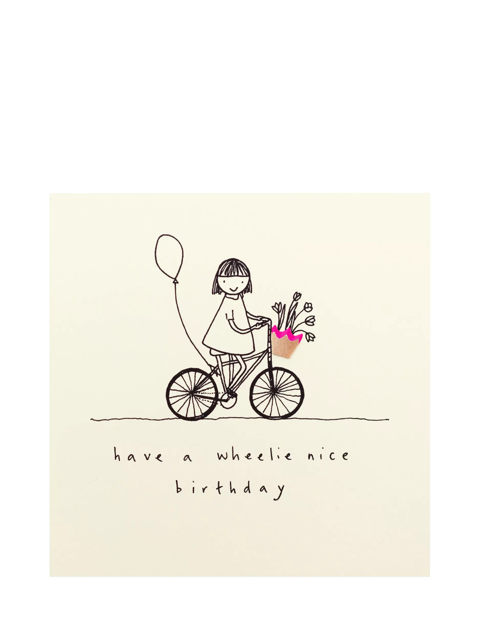 Ruth Jackson Wheelie birthday card with 3D embellishment - British product