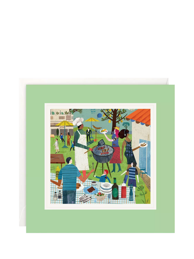James Ellis Stevens barbecue blank greeting card 155x155mm, imported from the UK