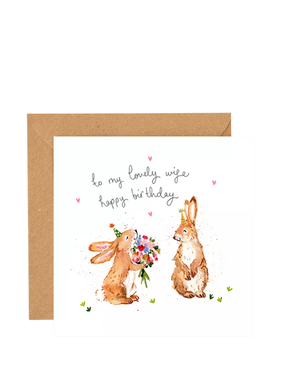 John Lewis Louise Mulgrew Designs Bunnies Lovely Wife Birthday Card- Buy online at McGrocer